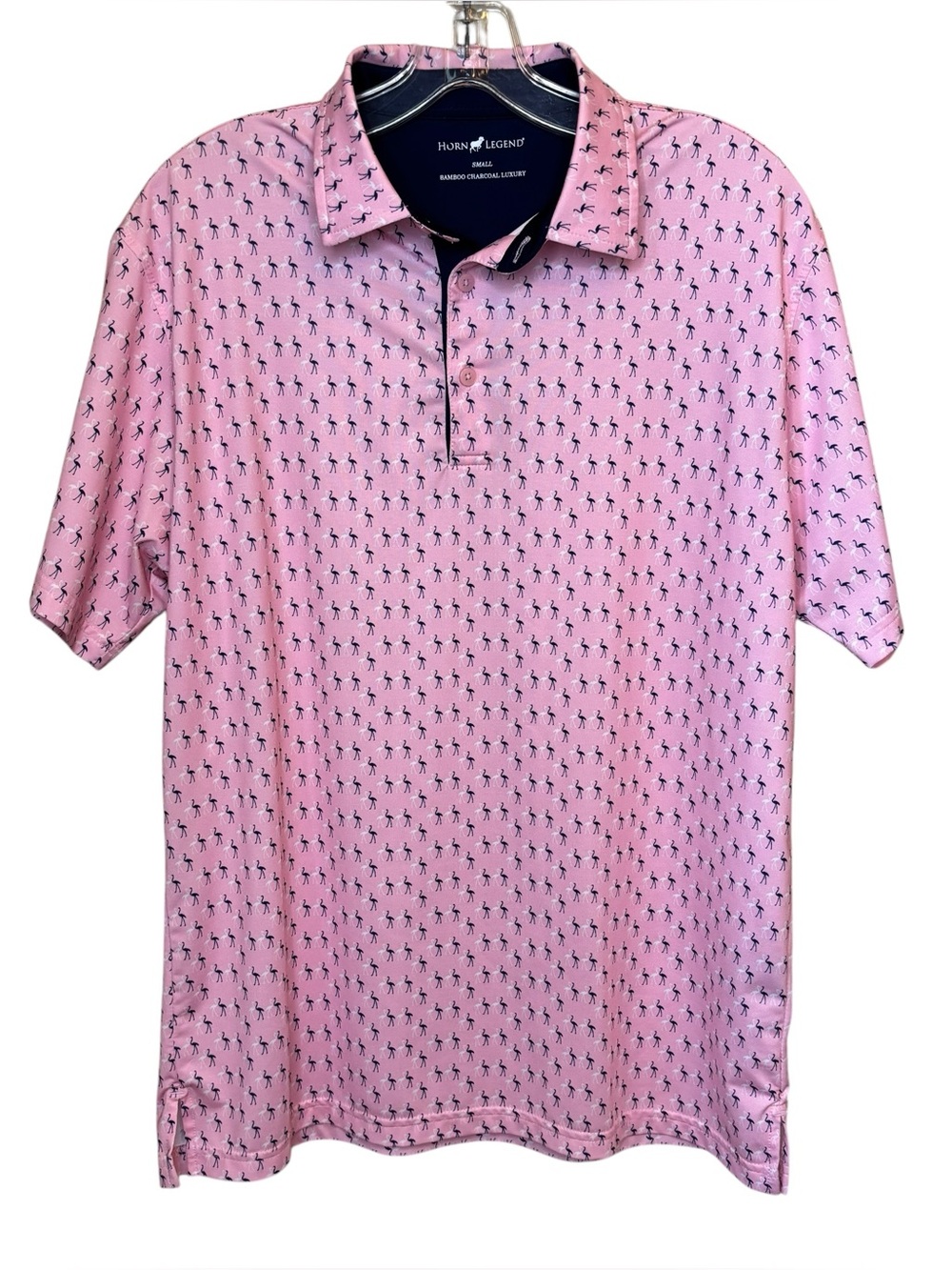 Horn Legend Men’s Flamingo Performance Polo Shirt Size Small Golf Beach Coastal